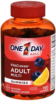 Bayer  01650055615 Multivitamin Supplement One-A-Day Vitamin B6 / Vitamin B12 / Ascorbic Acid / Vitamin E Folic Acid 4000 IU - 600 mg - 400IU - 40IU - 2mg - 400mcg Strength Gummy 150 per Bottle Assorted Fruit Flavors