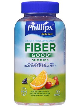 Bayer  31284356801 Fiber Supplement Phillips' Fiber Good Assorted Flavors Gummies 90 per Bottle 4 Gram Strength Fiber