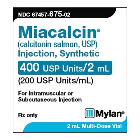 Mylan Pharmaceuticals  67457067502 Miacalcin Calcitonin-Salmon, Synthetic 200 Unit / mL Injection Multiple-Dose Vial 2 mL