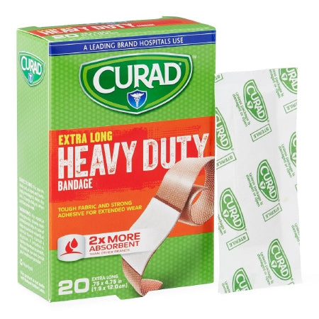 Medline  CUR01101RB Adhesive Strip Curad Extreme Hold 3/4 X 4-3/4 Inch Fabric Rectangle Tan Sterile