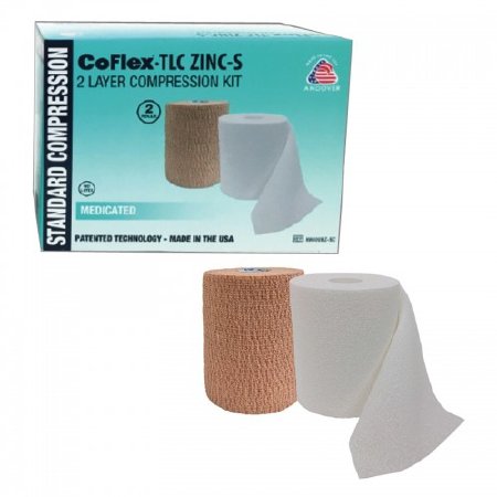 Andover Coated Products  8830UBZ-SC 2 Layer Compression Bandage System CoFlex TLC Zinc with Indicators 3 Inch X 6 Yard / 3 Inch X 7 Yard Self-Adherent / Pull On Closure Tan NonSterile 35 to 40 mmHg