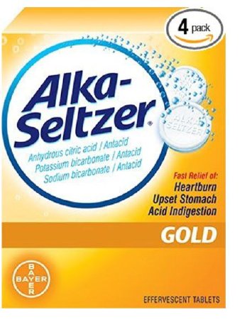 Bayer  00280410036 Antacid Alka-Seltzer Gold 1000 mg - 344 mg - 1050 mg Strength Effervescent Tablet 36 per Box