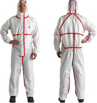 3M 4565-BLK-4XL Coverall with Hood 3M 4X-Large White / Red Disposable NonSterile