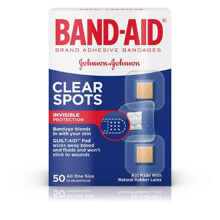 Johnson & Johnson Consumer  00381370047087 Adhesive Spot Bandage Band-Aid 7/8 X 7/8 Inch Plastic Square Clear Sterile