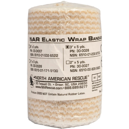 North American Rescue  30-0028 Elastic Bandage NAR 3 Inch X 5 Yard Single Hook and Loop Closure Tan NonSterile Medium Compression