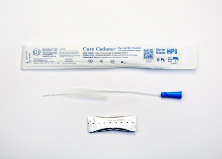 Cure Medical  HP8 Urethral Catheter Cure Catheter Straight Tip Hydrophilic Coated Plastic 8 Fr. 10 Inch