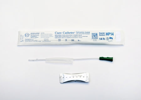 Cure Medical  HP14 Urethral Catheter Cure Catheter Straight Tip Hydrophilic Coated Plastic 14 Fr. 10 Inch