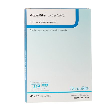 DermaRite Industries  40450 Cellulose Dressing AquaRite Extra CMC 4 X 5 Inch Rectangle