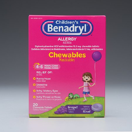 Johnson & Johnson Consumer  10300450553208 Children's Allergy Relief Children's Benadryl 12.5 mg Strength Chewable Tablet 20 per Box