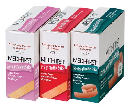 Medique Products  62178 Adhesive Strip Medi-First 3/4 X 4-11/16 Inch Fabric Rectangle Tan Sterile