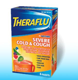 Glaxo Consumer Products  00067791706 Cold and Cough Relief Theraflu 650 mg - 20 mg - 10 mg Strength Powder 6 per Box