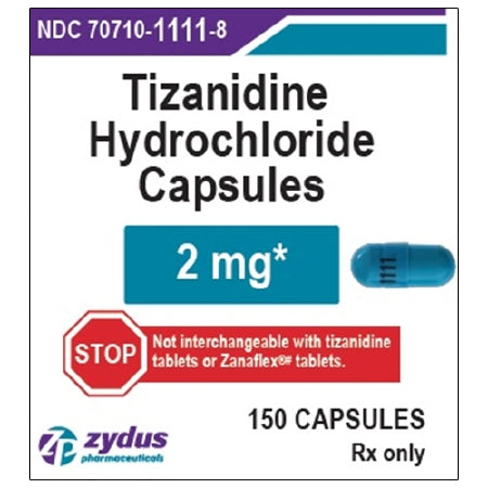 Zydus Pharmaceuticals  70710111108 Tizanidine HCl 2 mg Capsule Bottle 150 Capsules