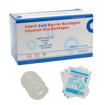 HTL-STREFA  3070 Pre-Injection Adhesive Strip Inject-Safe 1-3/8 Inch Diameter Film / Foam Round White Sterile