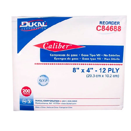 Dukal  C84688 Gauze Sponge Caliber 4 X 8 Inch 200 per Pack NonSterile 12-Ply Rectangle