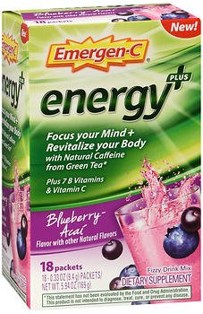 Glaxo Consumer Products 07631451018 Oral Supplement Emergen-C Energy Plus Blueberry Acai Flavor Powder 0.33 oz. Individual Packet