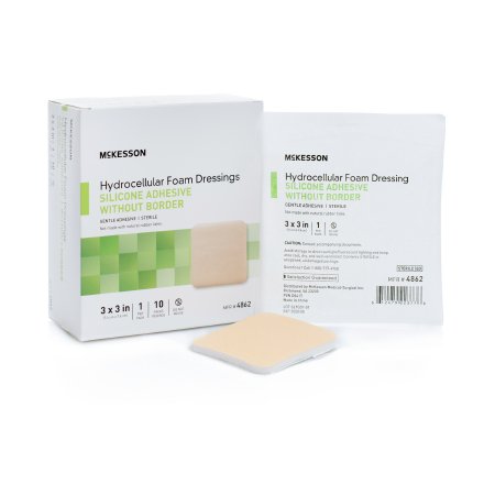 McKesson Brand 4862 Foam Dressing McKesson 3 X 3 Inch Without Border Film Backing Silicone Gel Adhesive Square Sterile