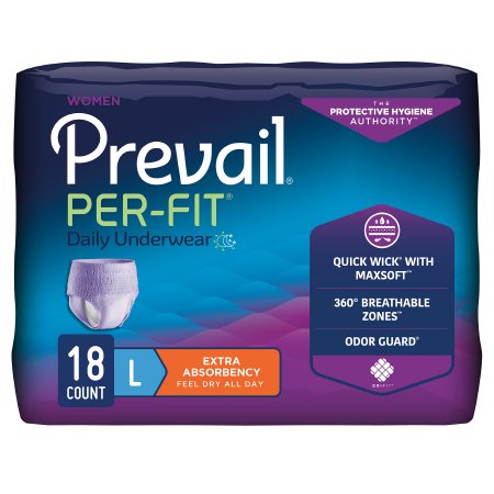 First Quality PFW-513 Female Adult Absorbent Underwear Prevail Per-Fit Women Pull On with Tear Away Seams Large Disposable Moderate Absorbency