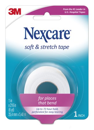 3M  751 Perforated Medical Tape Nexcare Soft and Stretch White 1 Inch X 6 Yard Fabric NonSterile