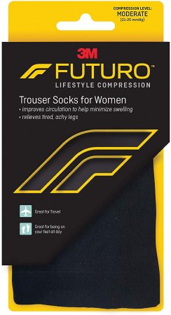 3M 71043EN Compression Socks 3M Futuro Revitalizing Knee High Large Black Closed Toe