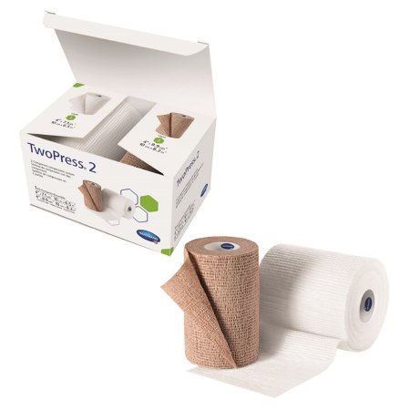 Hartmann  931687 2 Layer Compression Bandage System TwoPress 2 4 Inch X 7 Yard / 4 Inch X 8-9/10 Yard Self-Adherent Closure Tan / White NonSterile 40 mmHg