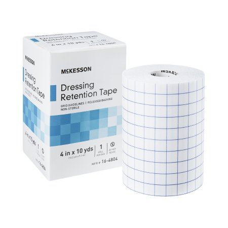 McKesson Brand 16-4804 Water Resistant Dressing Retention Tape with Liner McKesson White 4 Inch X 10 Yard Nonwoven / Printed Release Paper NonSterile