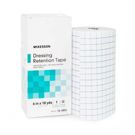 McKesson Brand 16-4806 Water Resistant Dressing Retention Tape with Liner McKesson White 6 Inch X 10 Yard Nonwoven / Printed Release Paper NonSterile