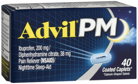 Glaxo Consumer Products  00573016430 Night Time Pain Relief Advil PM 200 mg - 38 mg Strength Ibuprofen Capsule 40 per Bottle