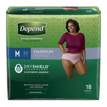 Kimberly Clark 47932 Female Adult Absorbent Underwear Depend FIT-FLEX Pull On with Tear Away Seams Medium Disposable Heavy Absorbency