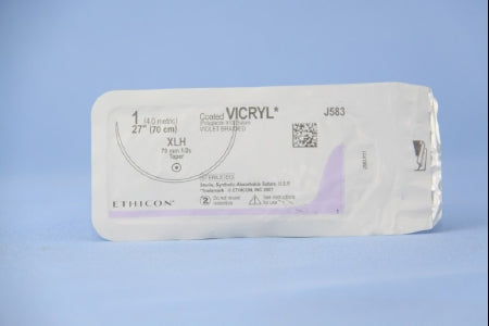 J & J Healthcare Systems  J583G Absorbable Suture with Needle Coated Vicryl Polyglactin 910 XLH 1/2 Circle Taper Point Needle Size 1 Braided