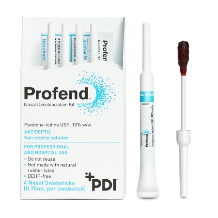 Professional Disposables  X12048 Impregnated Nasal Swabstick Kit Profend Povidone-Iodine NonSterile 4 per Pack