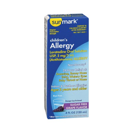 McKesson Brand 70677002901 Children's Allergy Relief sunmark 5 mg / 5 mL Strength Oral Solution 4 oz.