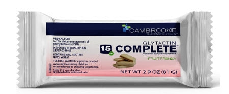 Cambrooke Therapeutics 34002 Oral Supplement Glytactin COMPLETE 15 Fruit Frenzy Flavor Bar 2.9 oz. Individual Packet