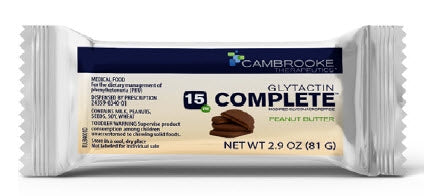 Cambrooke Therapeutics 34001 Oral Supplement Glytactin COMPLETE 15 Peanut Butter Flavor Bar 2.9 oz. Individual Packet