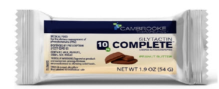 Cambrooke Therapeutics 34005 Oral Supplement Glytactin COMPLETE 10 Peanut Butter Flavor Bar 1.9 oz. Individual Packet