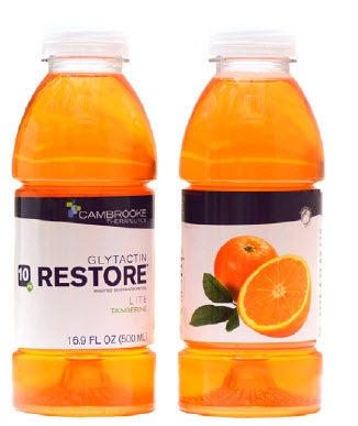 Cambrooke Therapeutics 35015 Oral Supplement Glytactin RESTORE LITE Tangerine Flavor Liquid 16.9 oz. Bottle