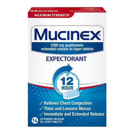 Reckitt Benckiser  63824002336 Cold and Cough Relief Mucinex 1,200 mg Strength Tablet 28 per Box