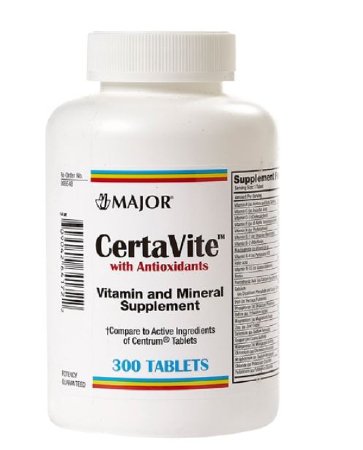 Major Pharmaceuticals  00904264172 Multivitamin Supplement Major Vitamin A / Ascorbic Acid / Vitamin K 3500 IU - 600 mg - 400 IU Strength Tablet 300 per Bottle