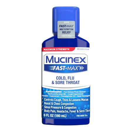 Reckitt Benckiser  63824001566 Cold and Cough Relief Mucinex 650 mg - 20 mg - 400 mg - 10 mg / 20 mL Strength Liquid 6 oz.