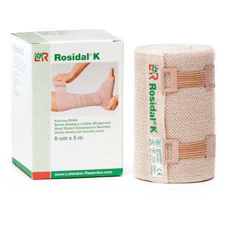 Lohmann & Rauscher  90686 Compression Bandage Rosidal K 3-1/5 Inch X 5-1/2 Yard Clip Detached Closure Tan NonSterile High Compression