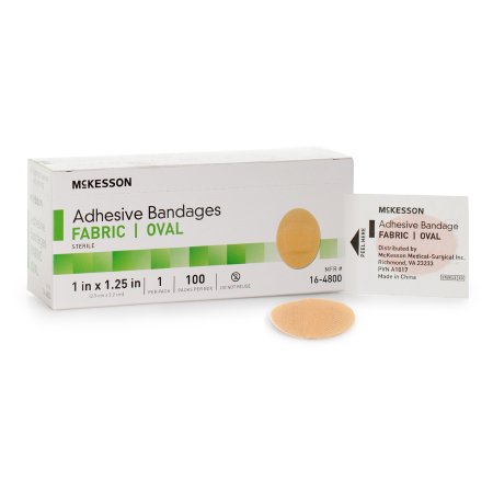 McKesson Brand 16-4800 Adhesive Strip McKesson 1 X 1-1/4 Inch Fabric Oval Tan Sterile