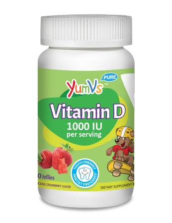 Geri-Care  9054-06-YVP Vitamin Supplement YumV's Vitamin D 1000 IU Strength Gummy 60 per Bottle Rasberry Flavor