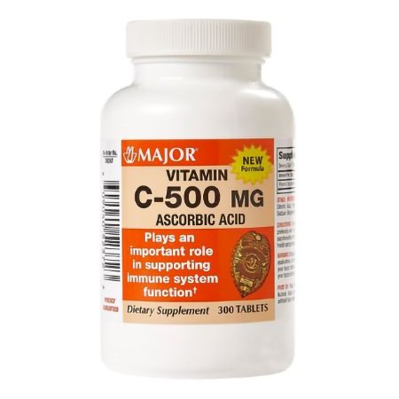 Major Pharmaceuticals  00904052372 Vitamin C Supplement Major Ascorbic Acid 500 mg Strength Tablet 300 per Bottle