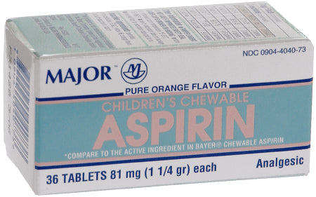 Major Pharmaceuticals  00536100836 Children's Pain Relief Major 81 mg Strength Aspirin Chewable Tablet 36 per Box