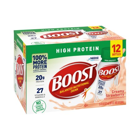 Nestle Healthcare Nutrition 00041679801970 Oral Supplement Boost High Protein Creamy Strawberry Flavor Liquid 8 oz. Bottle