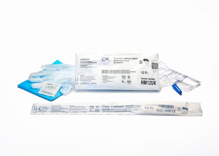 Cure Medical  HM12UK Intermittent Catheter Tray Cure Catheter Uretheral 12 Fr. Hydrophilic Coated Plastic