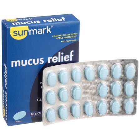 McKesson Brand 70677004901 Cold and Cough Relief sunmark mucus E.R. 600 mg Strength Extended Release Tablet 20 per Box