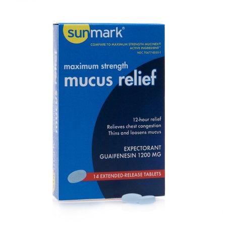 McKesson Brand 70677005001 Cold and Cough Relief sunmark mucus E.R. 1,200 mg Strength Extended Release Tablet 14 per Box