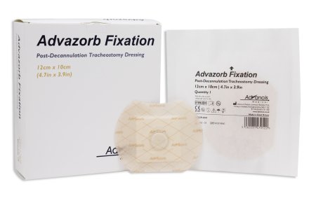 Mediusa  CR4341 Foam Dressing Advazorb Fixation 4-1/2 X 4 Inch With Border Waterproof Backing Silicone Face and Border Tracheostomy Sterile