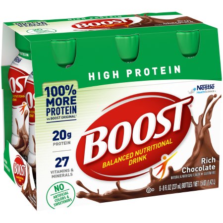 Nestle Healthcare Nutrition 00041679940365 Oral Supplement Boost High Protein Rich Chocolate Flavor Liquid 8 oz. Bottle