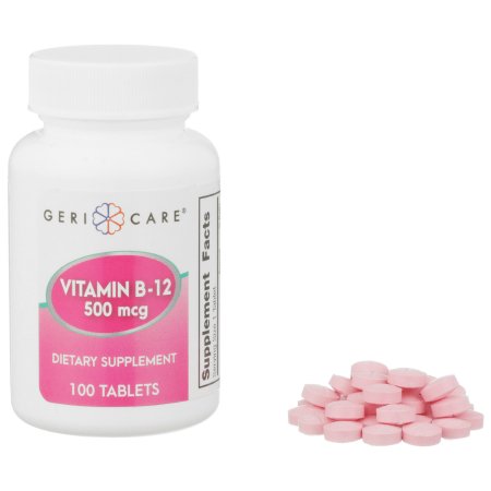 Geri-Care  886-01 Vitamin Supplement Geri-Care Vitamin B12 500 mcg Strength Tablet 100 per Bottle